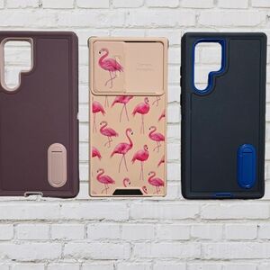 Samsung S22 Ultra-  Flamingo Pattern and Solid Color Phone Cases